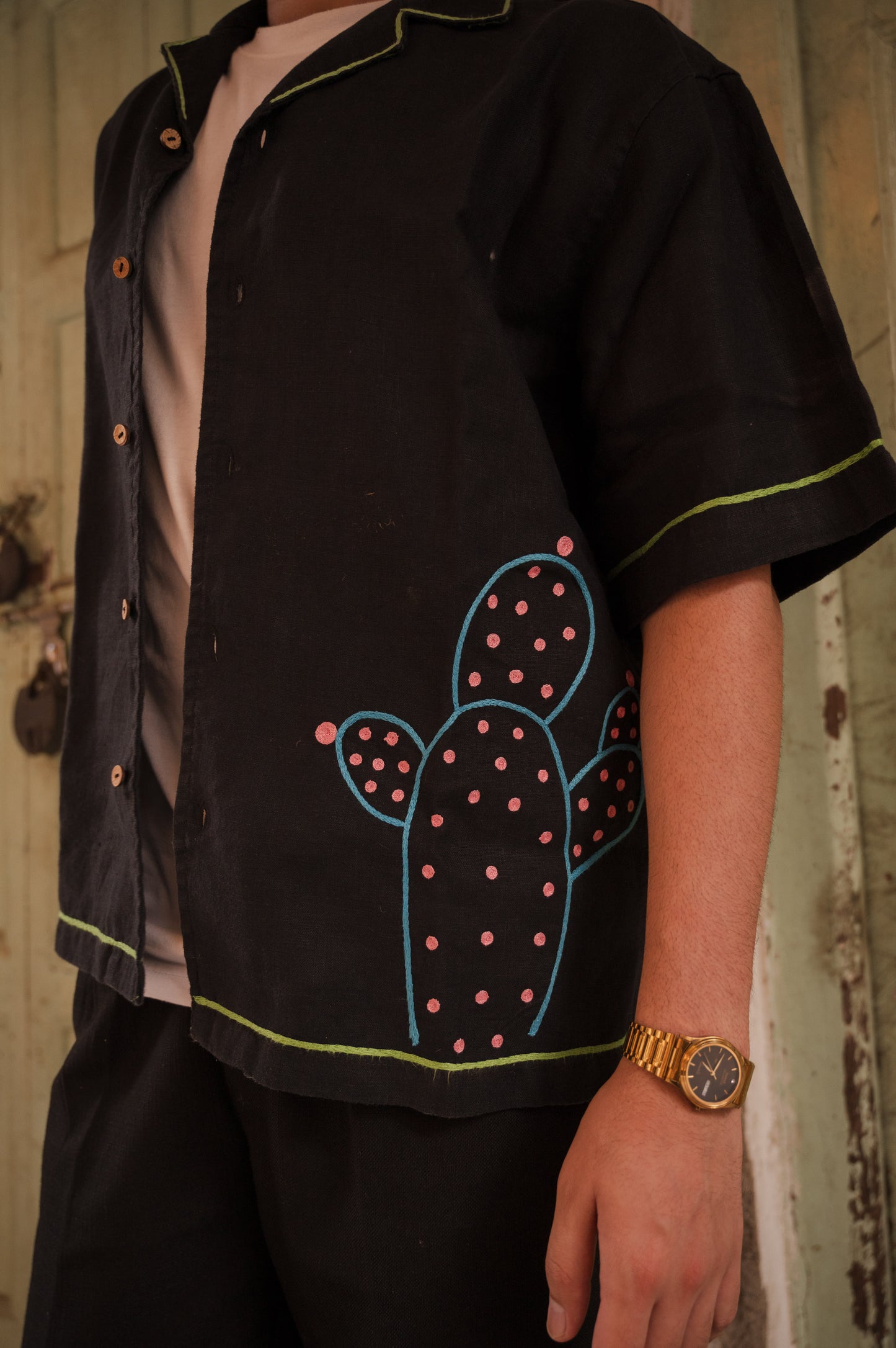 Flower Embroidered Shirt