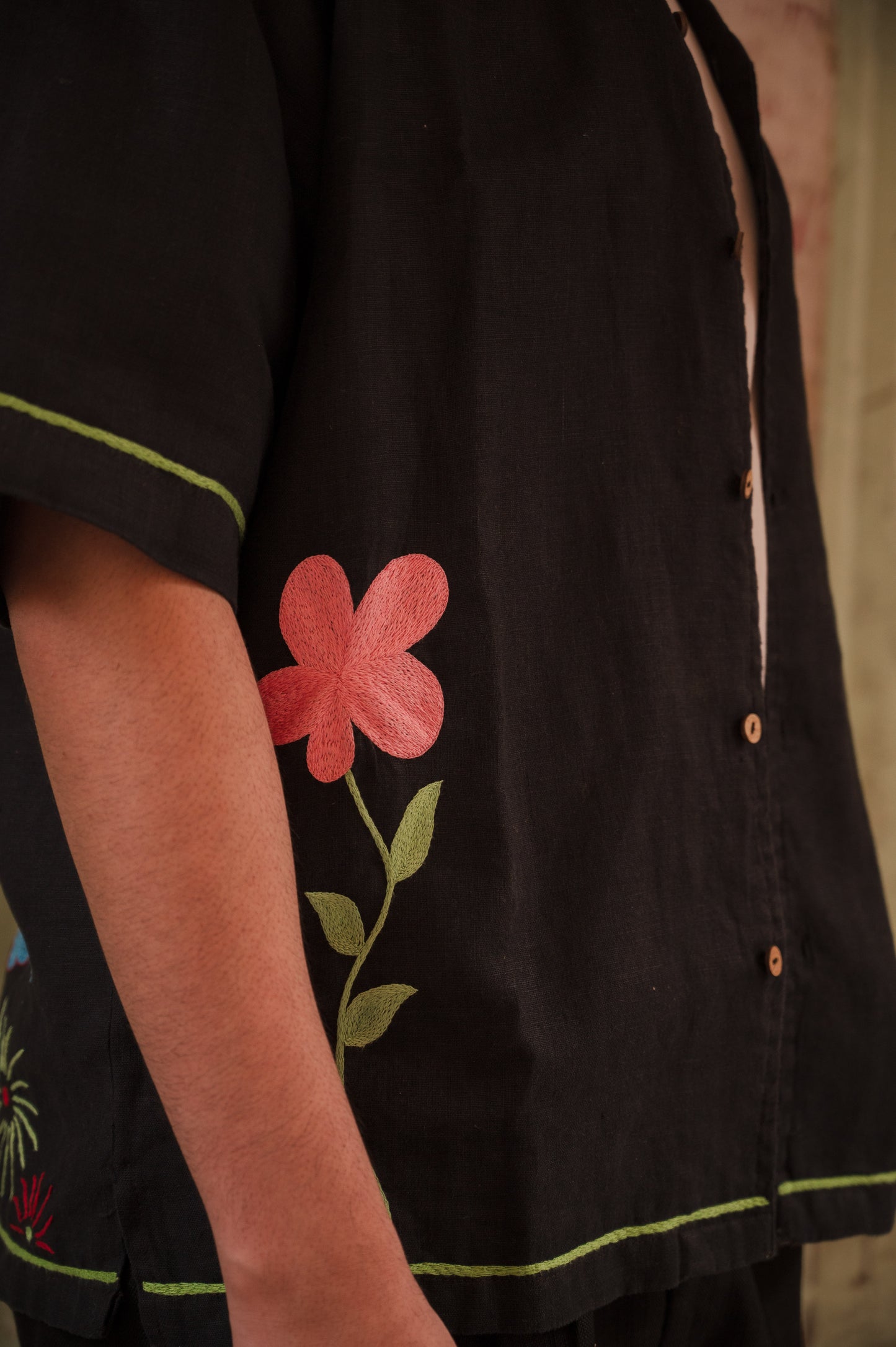 Flower Embroidered Shirt