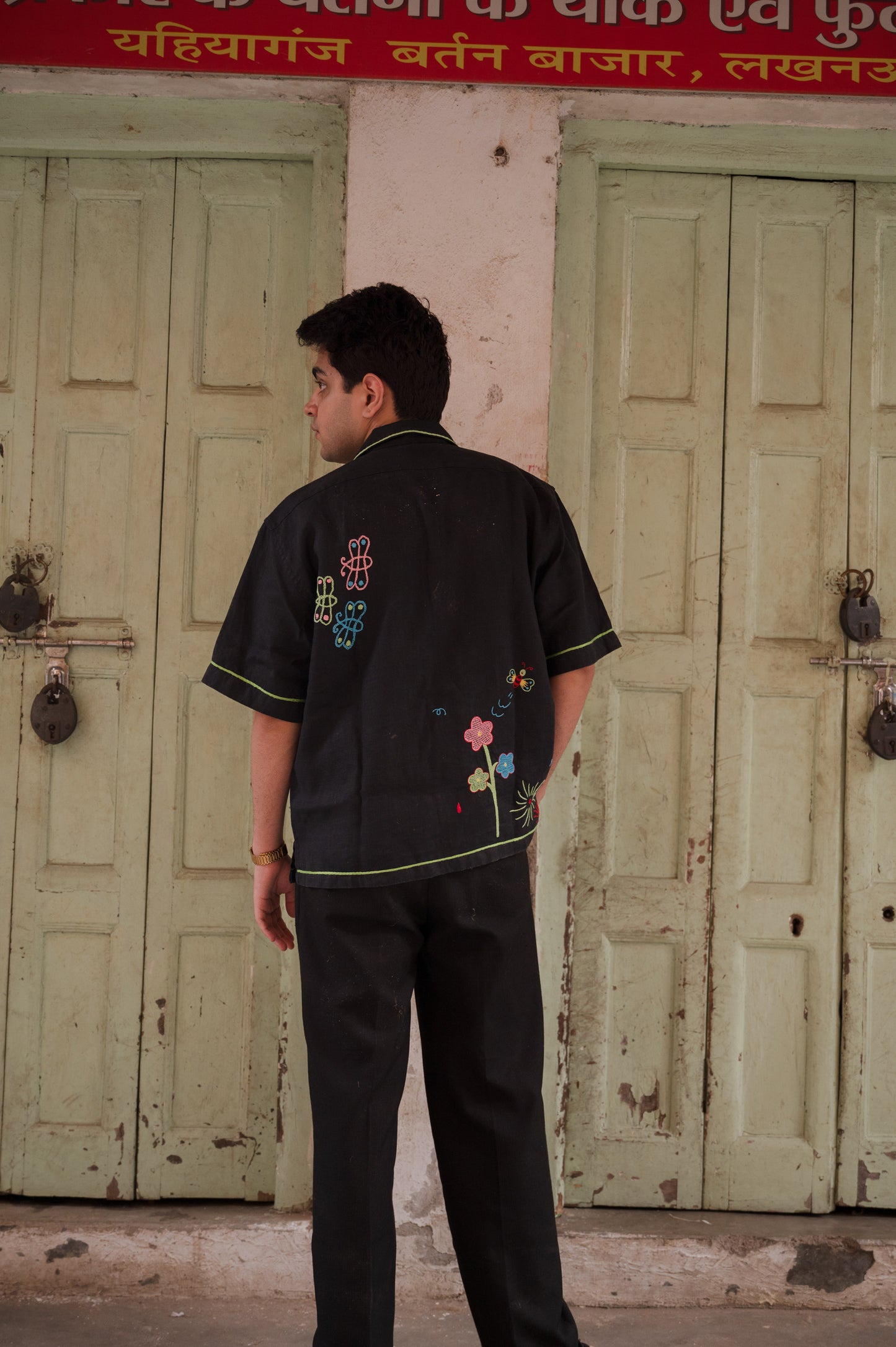 Flower Embroidered Shirt